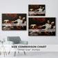 Size comparison chart for walnut floater framed canvas featuring Judith Beheading Holofernes, c. 1599 by Caravaggio.