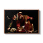 The Sacrifice of Isaac (Uffizi Version), c. 1603 by Caravaggio in a walnut floater framed canvas wall art display.