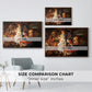 Size comparison chart for walnut floater framed canvas featuring Rest on the Flight into Egypt, c. 1597 by Caravaggio.