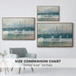 Size comparison chart for walnut floater framed canvas featuring Waterloo Bridge, Gray Weather, 1900 by Claude Monet.