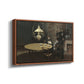 Angled view of Interior, after Dinner, 1868-1869 by Claude Monet in a walnut floater framed canvas.