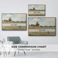 Size comparison chart for walnut floater framed canvas featuring The Poppy Field near Argenteuil, 1873 by Claude Monet.