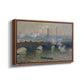 Angled view of Waterloo Bridge, Gray Day, 1903 by Claude Monet in a walnut floater framed canvas.