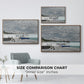Size comparison chart for walnut floater framed canvas featuring The Beach at Sainte-Adresse, 1867 by Claude Monet.