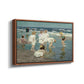 Angled view of A Holiday, c. 1915 by Edward Henry Potthast in a walnut floater framed canvas.