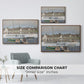 Size comparison chart for walnut floater framed canvas featuring The Basin at Argenteuil, 1874 by Claude Monet.