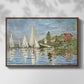 Front view of Regatta at Argenteuil, 1872 by Claude Monet in a walnut floater framed canvas.