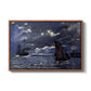 A Seascape, Shipping by Moonlight, 1864 by Claude Monet in a walnut floater framed canvas wall art display.