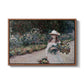 Young Girl in the Garden at Giverny, 1888 by Claude Monet in a walnut floater framed canvas wall art display.