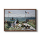 Garden at Sainte-Adresse, 1867 by Claude Monet in a walnut floater framed canvas wall art display.