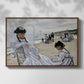 Front view of On the Beach at Trouville, 1870 by Claude Monet in a walnut floater framed canvas.