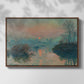 Front view of Sunset on the Seine at Lavacourt, Winter Effect, 1880 by Claude Monet in a walnut floater framed canvas.