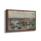 Angled view of Bridge at Argenteuil on a Gray Day, c. 1876 by Claude Monet in a walnut floater framed canvas.