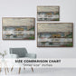 Size comparison chart for walnut floater framed canvas featuring Bridge at Argenteuil on a Gray Day, c. 1876 by Claude Monet.