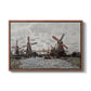 Windmills near Zaandam, 1871 by Claude Monet in a walnut floater framed canvas wall art display.