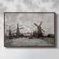 Front view of Windmills near Zaandam, 1871 by Claude Monet in a walnut floater framed canvas.