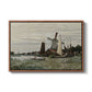 Windmill at Zaandam, 1871 by Claude Monet in a walnut floater framed canvas wall art display.