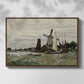 Front view of Windmill at Zaandam, 1871 by Claude Monet in a walnut floater framed canvas.