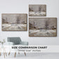 Size comparison chart for walnut floater framed canvas featuring The Boulevard de Pontoise at Argenteuil, Snow Effect, 1875 by Claude Monet.