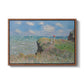 The Cliff Walk at Pourville, 1882 by Claude Monet in a walnut floater framed canvas wall art display.