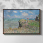 Front view of The Cliff Walk at Pourville, 1882 by Claude Monet in a walnut floater framed canvas.
