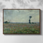 Front view of Poppy Field, 1881 by Claude Monet in a walnut floater framed canvas.