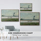 Size comparison chart for walnut floater framed canvas featuring Poppy Field, 1881 by Claude Monet.