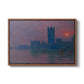The Houses of Parliament, Sunset, 1903 by Claude Monet in a walnut floater framed canvas wall art display.