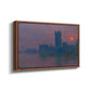 Angled view of The Houses of Parliament, Sunset, 1903 by Claude Monet in a walnut floater framed canvas.