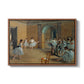 The Dance Foyer at the Opera on the Rue Le Peletier, 1872 by Edgar Degas in a walnut floater framed canvas wall art display.