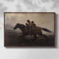 Front view of A Ride for Liberty – The Fugitive Slaves, c. 1862 by Eastman Johnson in a walnut floater framed canvas.
