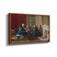 Angled view of The Brown Family, 1869 by Eastman Johnson in a walnut floater framed canvas.