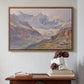 Walnut floater framed canvas featuring Odenwinklkees with the Johannisberg, 1902 by Edward Theodore Compton above an entryway table in a minimalist foyer.