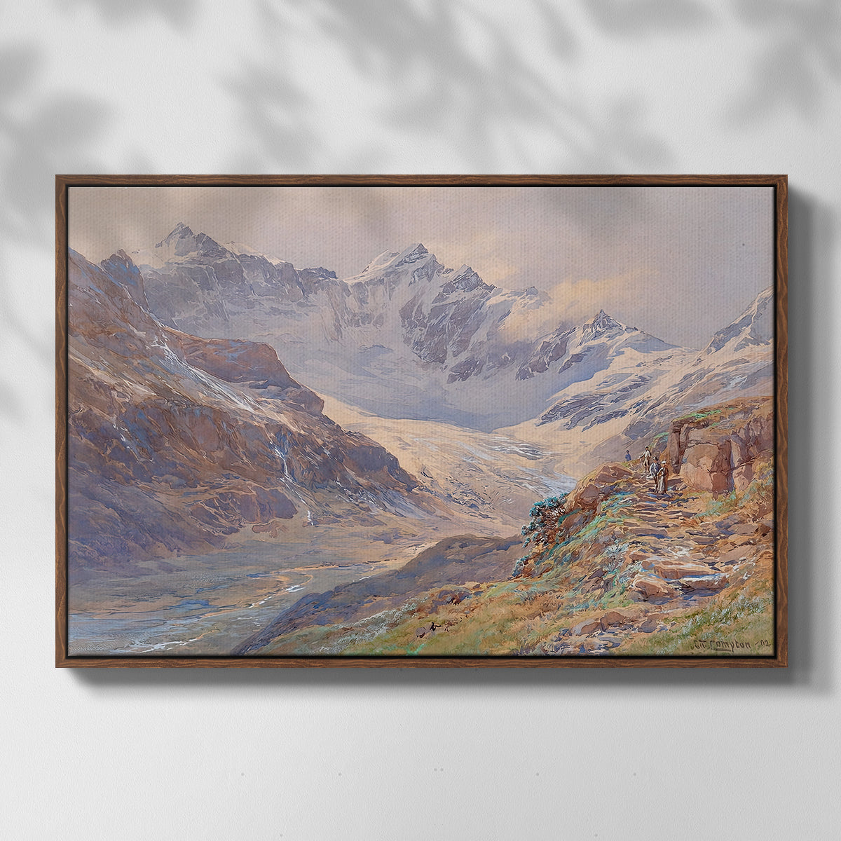 Front view of Odenwinklkees with the Johannisberg, 1902 by Edward Theodore Compton in a walnut floater framed canvas.