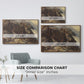 Size comparison chart for walnut floater framed canvas featuring High Mountain Study, c. 1870 by Edward Theodore Compton.