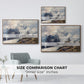 Size comparison chart for walnut floater framed canvas featuring The Grossglockner, 1880 by Edward Theodore Compton.
