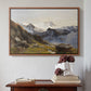 Walnut floater framed canvas featuring The Großglockner from the Prager Hut, 1890 by Edward Theodore Compton above an entryway table in a minimalist foyer.