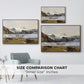 Size comparison chart for walnut floater framed canvas featuring The Großglockner from the Prager Hut, 1890 by Edward Theodore Compton.
