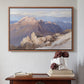 Walnut floater framed canvas featuring Hoher Göll from Watzmann-Hocheck, 1919 by Edward Theodore Compton above an entryway table in a minimalist foyer.