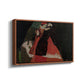 Angled view of Cardinal and Nun (Caress), 1912 by Egon Schiele in a walnut floater framed canvas.