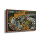 Angled view of Crescent of Houses II (Island Town), 1915 by Egon Schiele in a walnut floater framed canvas.