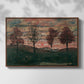 Front view of Four Trees, 1917 by Egon Schiele in a walnut floater framed canvas.
