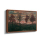 Angled view of Four Trees, 1917 by Egon Schiele in a walnut floater framed canvas.