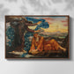 Front view of Earthbound, 1897 by Evelyn De Morgan in a walnut floater framed canvas.