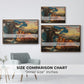 Size comparison chart for walnut floater framed canvas featuring Earthbound, 1897 by Evelyn De Morgan.