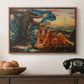 Earthbound, 1897 by Evelyn De Morgan in a walnut floater framed canvas displayed above a console table in a hallway, featuring a classical-style figure lying in ornate, mystical environment.