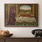 The Wandering Jew: Whom the Gods Love Die Young, 1888 by Evelyn De Morgan in a walnut floater framed canvas displayed above a console table in a hallway, featuring a narrative composition with figure paused in reflective moment.