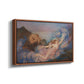 Angled view of Twilight, 1914 by Evelyn De Morgan in a walnut floater framed canvas.