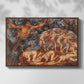 Front view of Boreas and the Fallen Leaves, c. 1910-1914 by Evelyn De Morgan in a walnut floater framed canvas.