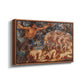 Angled view of Boreas and the Fallen Leaves, c. 1910-1914 by Evelyn De Morgan in a walnut floater framed canvas.